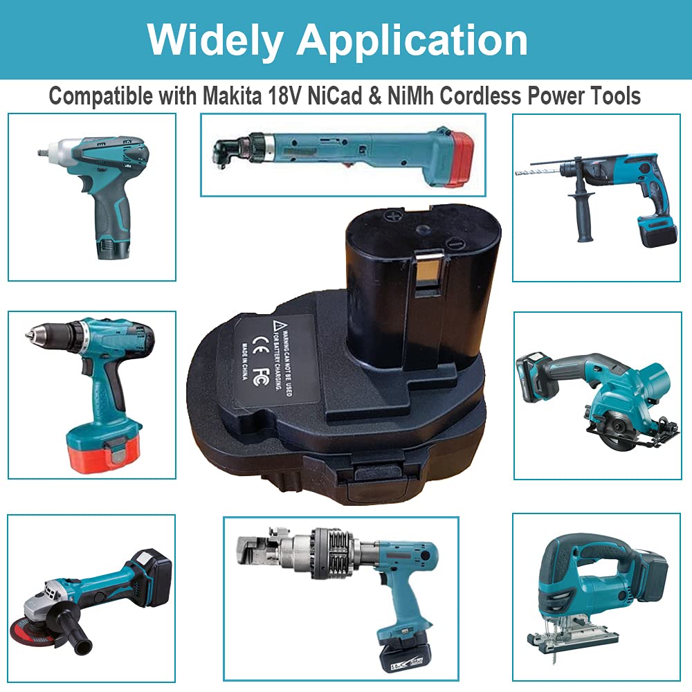 QINIZX Battery Adapter for Makita 18 Volt NiCad & NiMh Cordless Power Tools, Convert Makita BL1830B BL1850 BL1860 BL1840B 18V Lithium-Ion Battery to Makita 18V Ni-Cd/Ni-Mh Battery Converter QINIZX