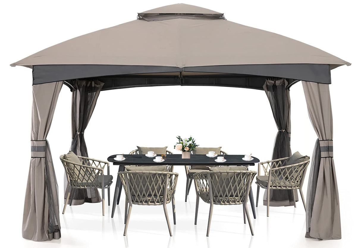 MASTERCANOPY Outdoor Patio Gazebo for Garden with Upgrade Steel Frame and Netting Walls (10x10,Gray) MASTERCANOPY