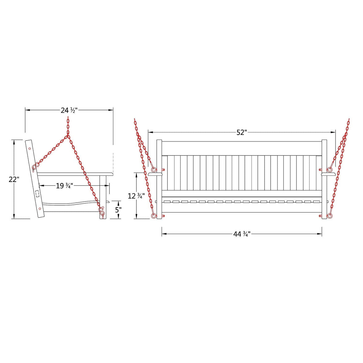 Cambridge Casual Solid Wood Bentley Porch Swing, Black Cambridge Casual