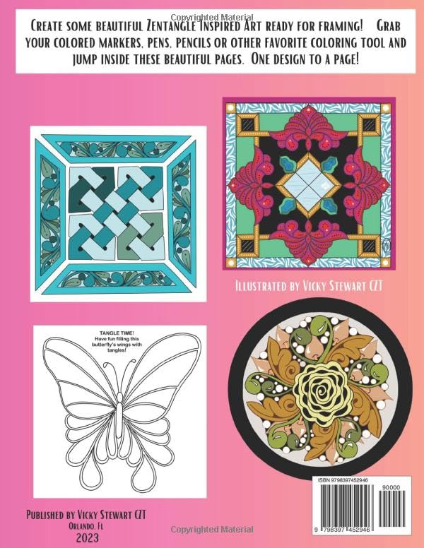 Tangled Tiles - An adult coloring book that will enhance well being, relaxation, stress relief and mindfullness: Zentangle Inspired Art is perfect for anyone who loves to create or color. WoodArtSupply