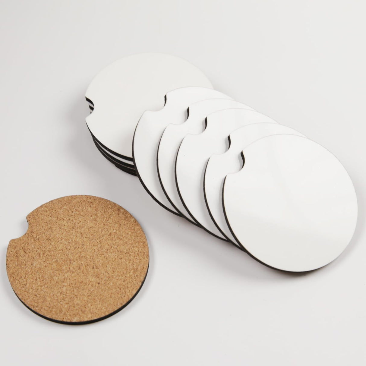Sublimation Car Coasters Blanks with Cork Back 2.75 inch MDF Sublimation Blanks Bulk Products Car Coasters Sublimation Cup Holder Blanks DIY Crafts 24 Pack AiDiYGECO