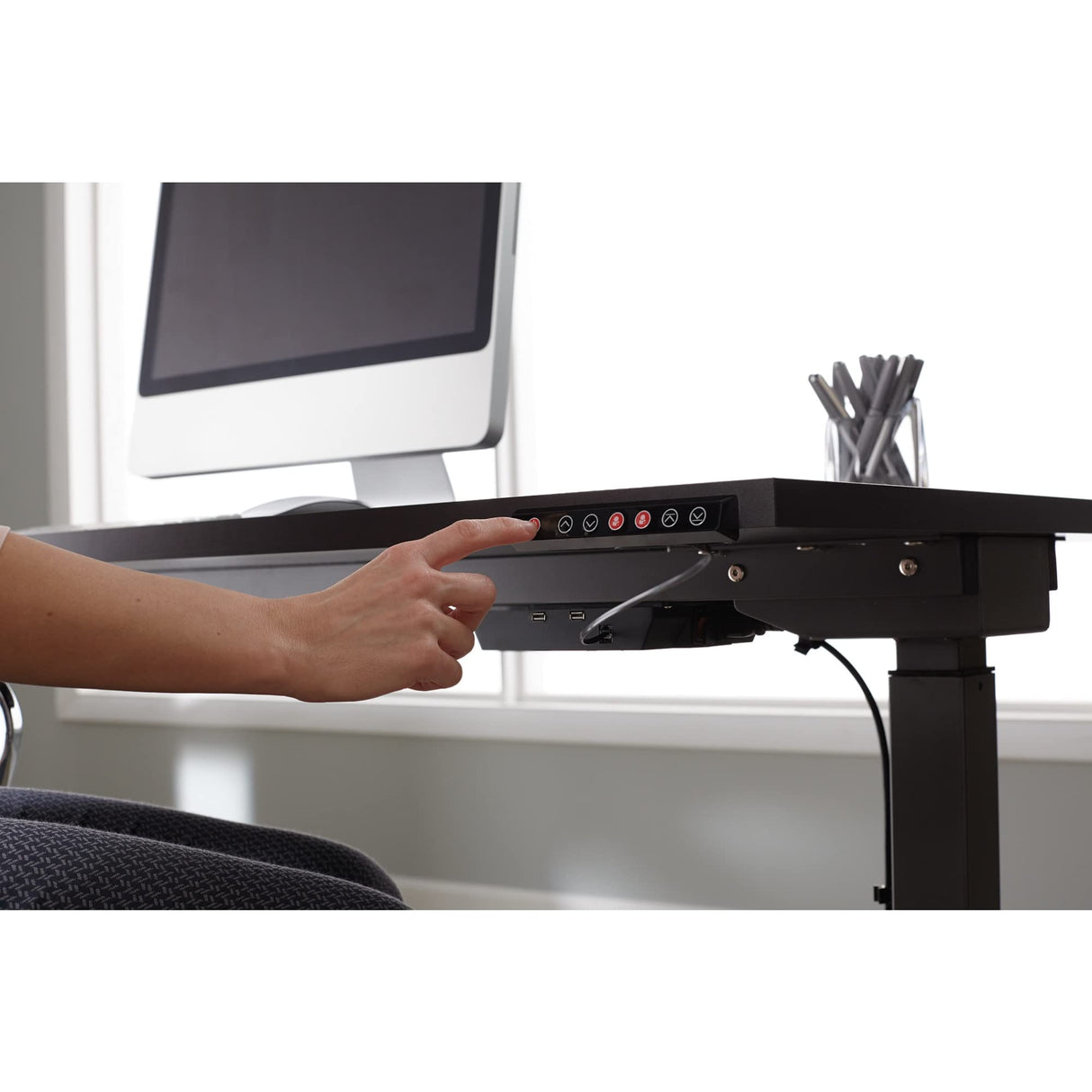 Realspace® Magellan Performance Electric 60" W Height-Adjustable Standing Desk, Espresso Realspace