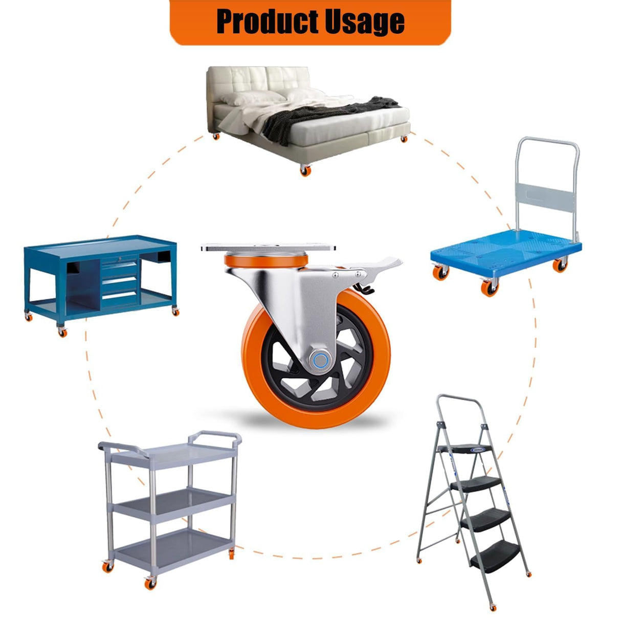 5 Inch Heavy Duty casters, casters Set of 4 Heavy Duty,Universal with Double Locks Caster Wheels,Polyurethane casters Set of 4, for carts Furniture and workbenches Lvgwhisper