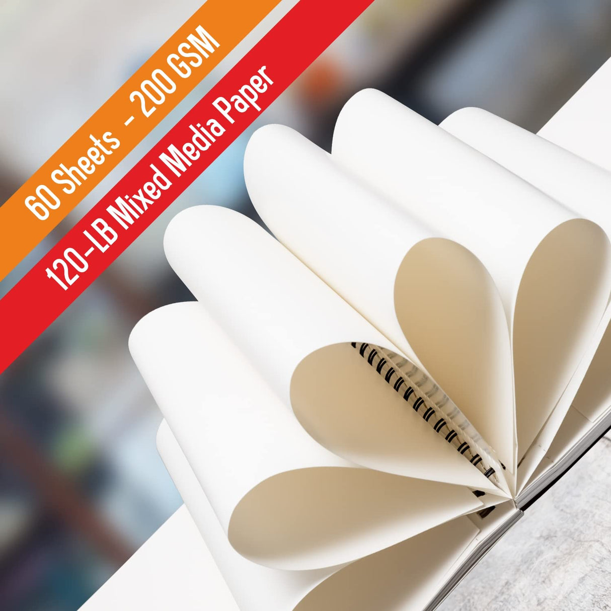 Mixed Media Sketchbook 8.11” x 8.5” | Spiral Bound Sketch Pad With Thick, Heavyweight Paper, 200 GSM, 120 LBS | Art Sketch Book For All Wet & Dry Media - Watercolor, Paint, Pencils, Charcoal, Pens | Acro Color