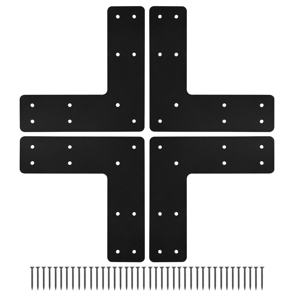 10x10 L Post Bracket 4PCS, L Flat Mending Plate for Wood 4x4,6x6 Lumber, Black Powder Coated Heavy Duty Pergola Brackets,L Beam Bracket, L Truss Bracket,L Shape Post to Beam Connectors… XZWMY