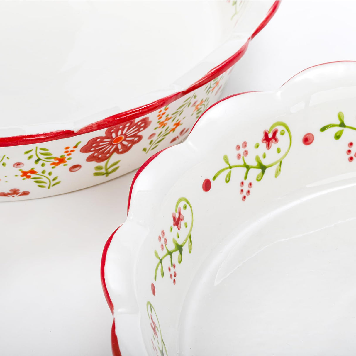 Coloch 2 Pack Ceramic Pie Plate for Baking with Fluted Rim, 9 Inch Round Pie Dish Colorful Floral Pie Pan Deep Quiche Baking Dish for Dessert, Pies, Quiche, Baking, Dishwasher and Microwave Oven Safe Coloch