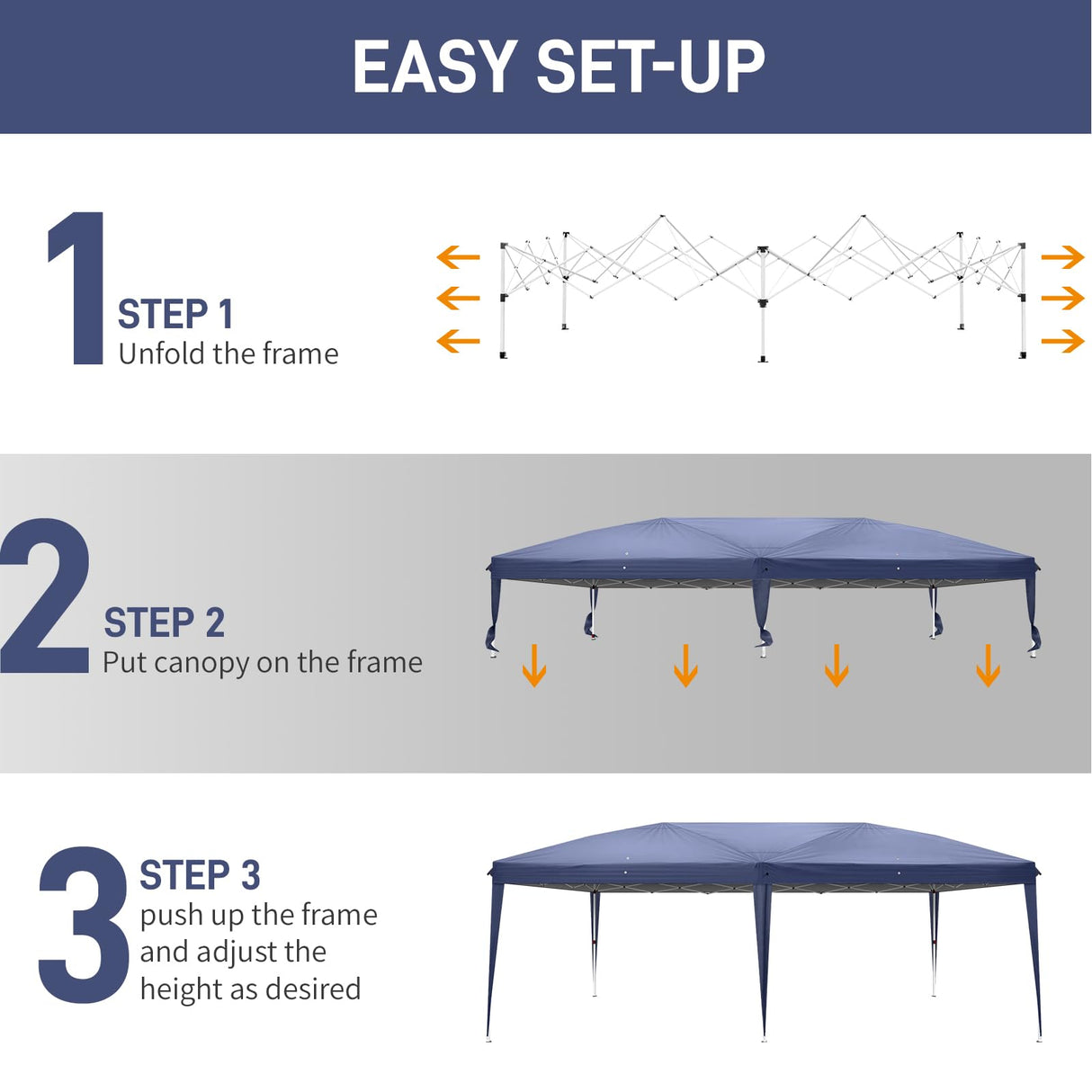 Outvita 10x20ft Ez Pop Up Outdoor Canopy Tent, Portable Commercial Instant Tent with Carry Bag for Party Wedding Birthday BBQ Events Outvita