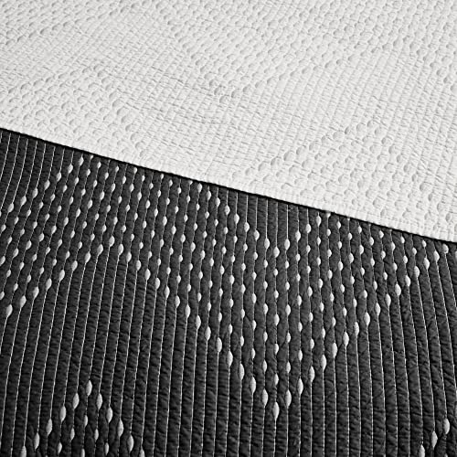 Ink+Ivy Reversible Cotton Quilt Set - Trendy Chevron Design Summer Cover Breathable Coverlet, Lightweight All Season Bedding Layer for Winter, Matching Shams, King/Cal King(104"x92"), Black 3 Piece INK+IVY