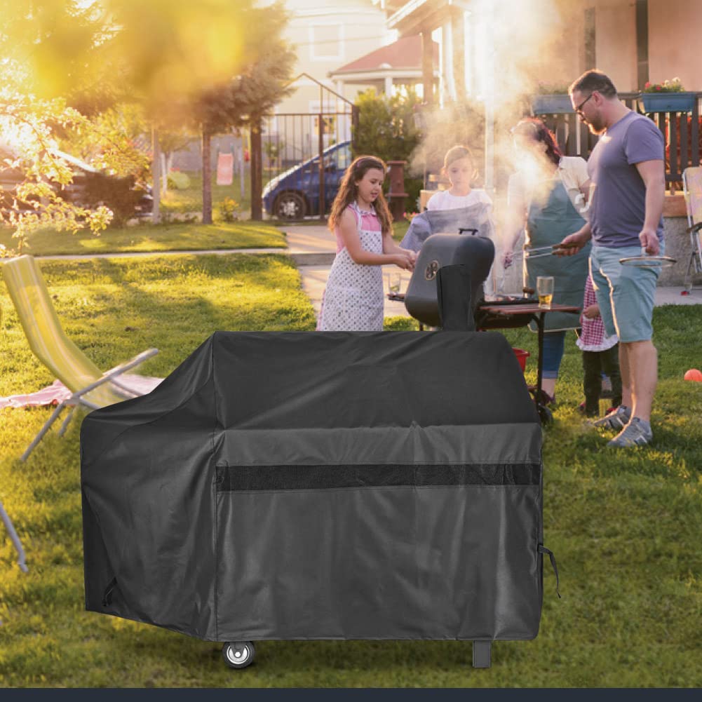 iCOVER Offset Smoker Cover 60 inch Charcoal Pellet Grill Cover Heavy Duty Waterproof 600D BBQ Smoker Cover for Brinkmann for Char-Broil for Weber for Nexgrill for New Braunfels for Oklahoma Joe's i COVER