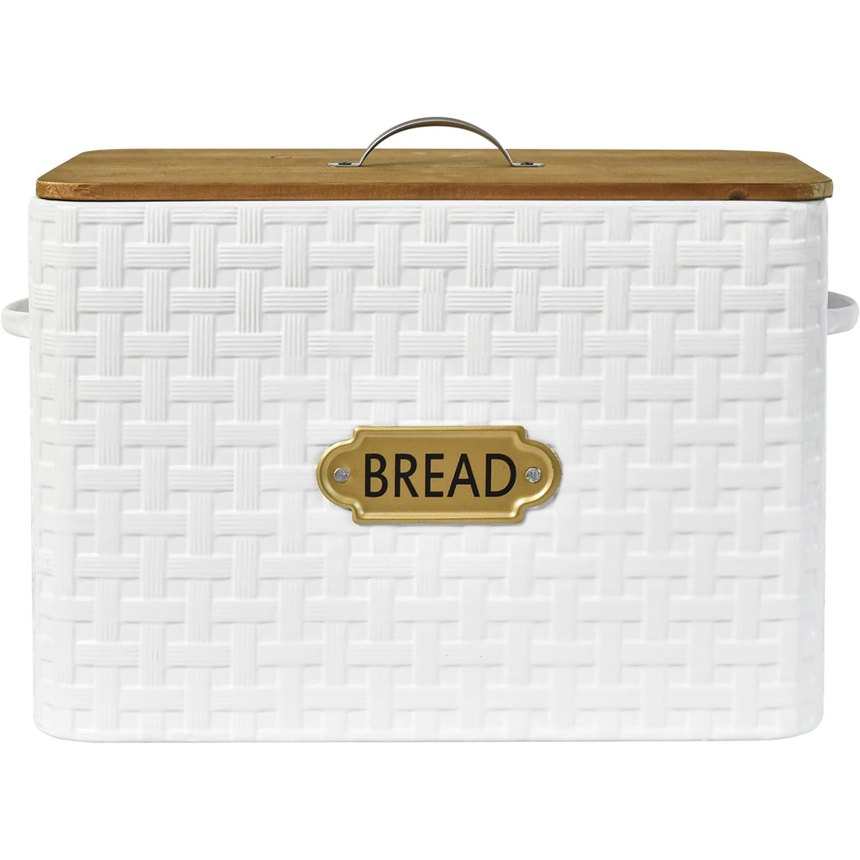 EMAX HOME Extra Large Space Saving Farmhouse Bread Box With Wood Lid - Vertical Breadbox Bread Storage Bin Holder for Kitchen Countertop, White EMAX HOME