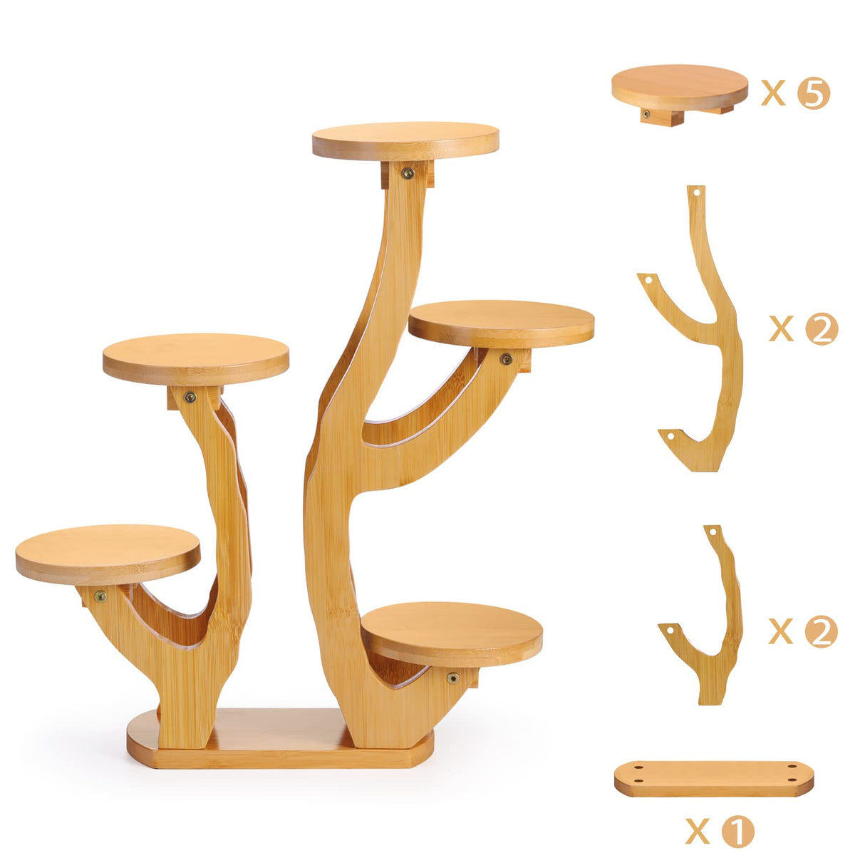 XXXFLOWER 5 Tiered Plant Stand Bamboo Mini Succulent Windowsill Shelf for Desk Tabletop Living Room Balcony Outdoor Patio Garden XXXFLOWER