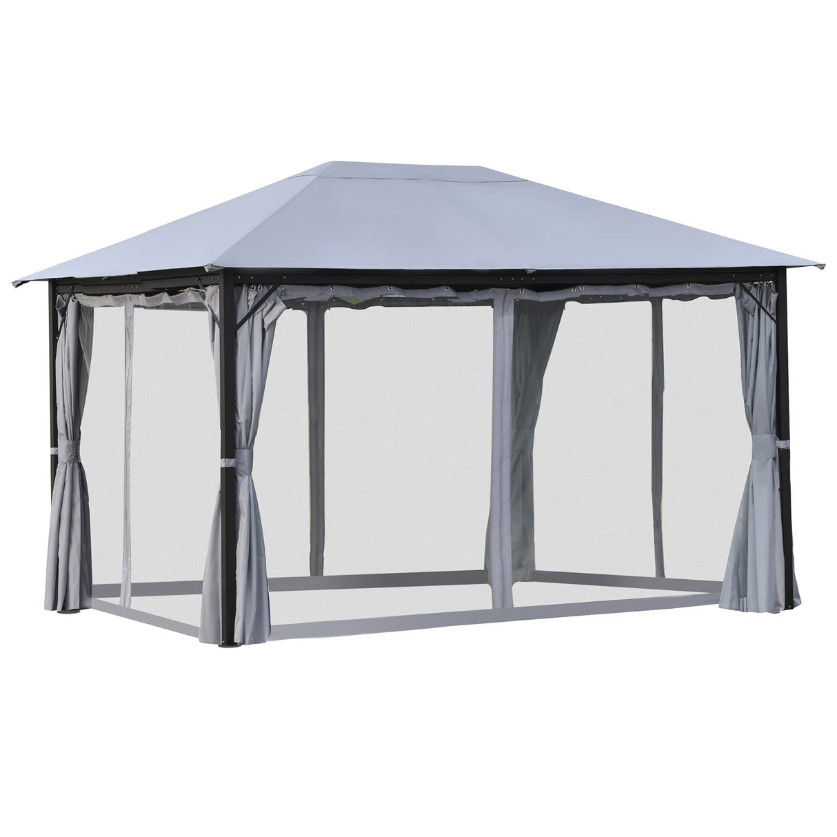 Outsunny 10' x 13' Patio Gazebo, Aluminum Frame, Outdoor Gazebo Canopy Shelter with Netting & Curtains, Garden, Lawn, Backyard and Deck, Gray Outsunny