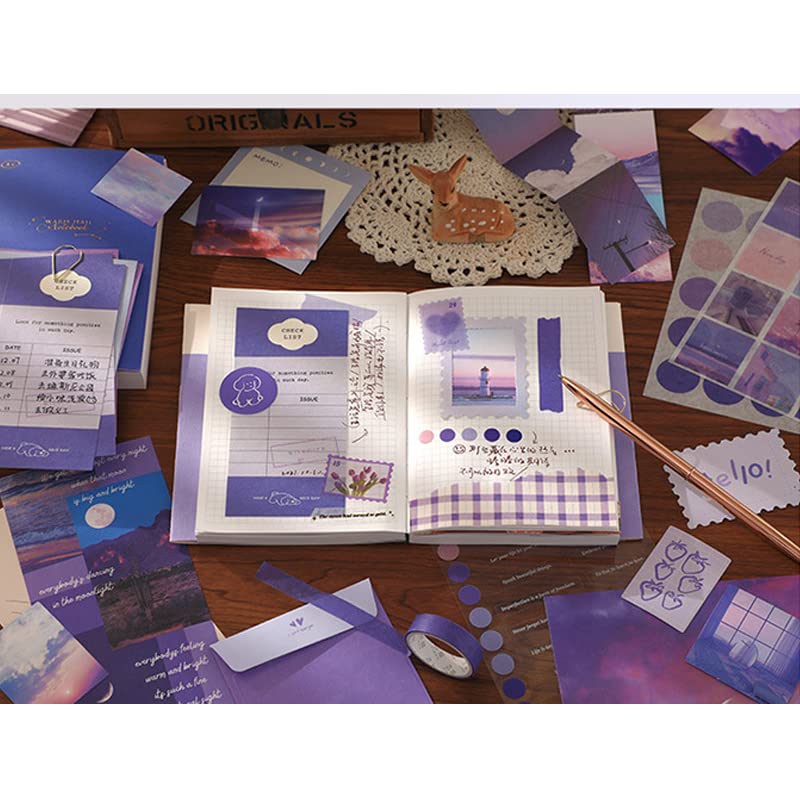 348 Pcs Scrapbooking Supplies Kit, Vintage Aesthetic Scrapbook Kit for Bullet Junk Journal, Stationery, A6 Grid Notebook, DIY Journaling Supplies, Birthday Craft Gift for Teen Girl Kid Women emmoolife