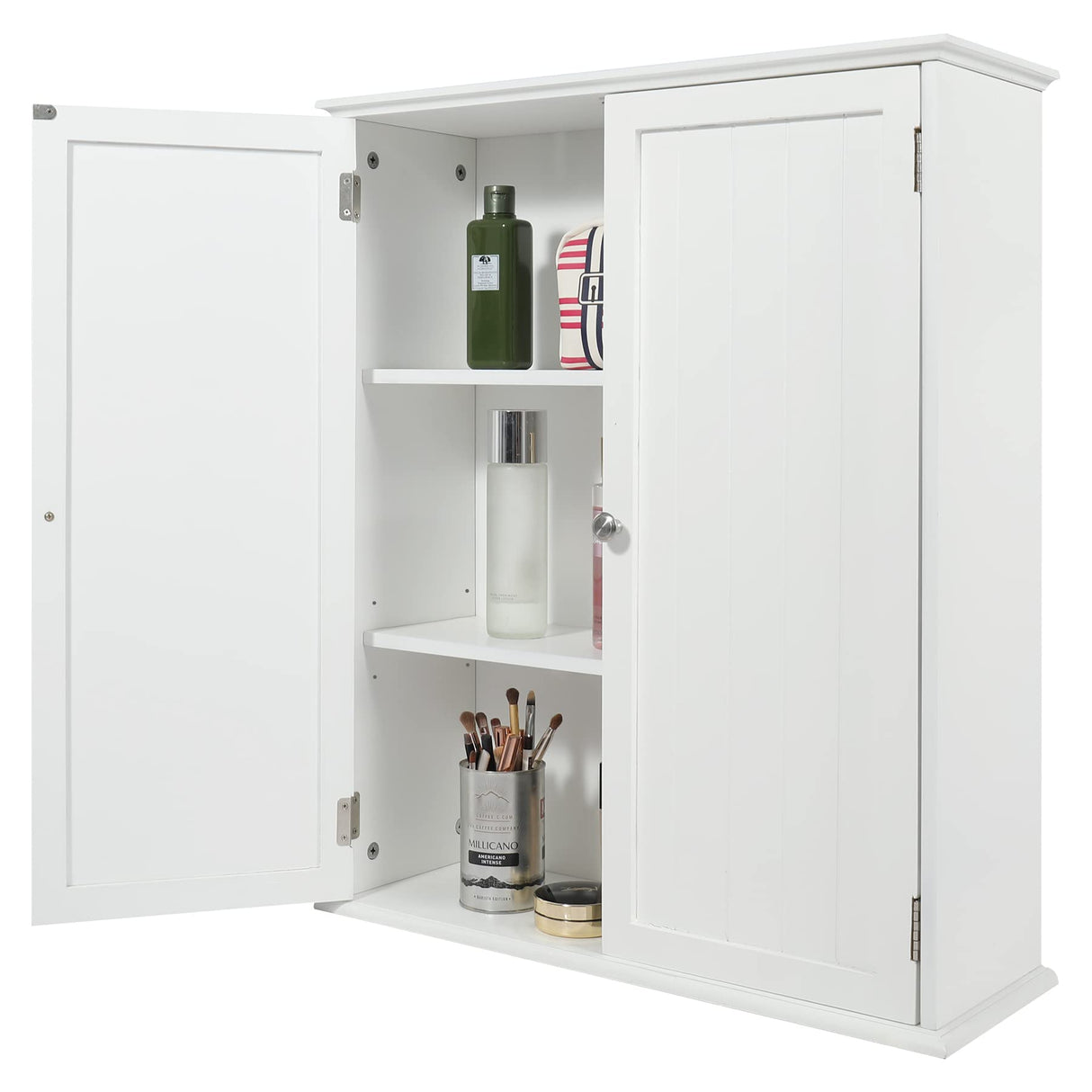 ALAPUR 27.6in Length Bathroom Cabinet Wall Mounted,Over Toilet Storage Cabinet with 2 Doors and Adjustable Shelves,Wood Medicine Cabinet for Bathroom, White ALAPUR
