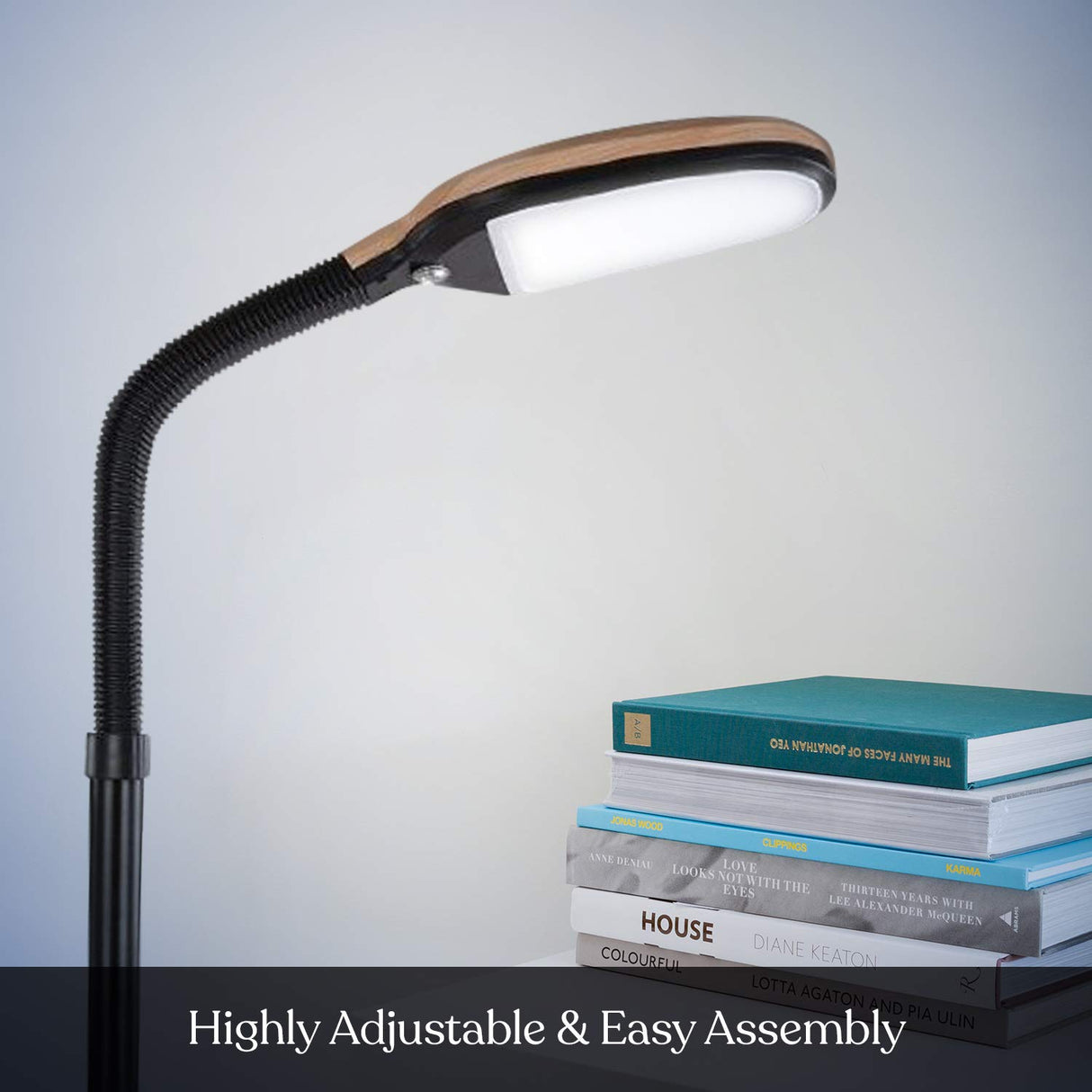 Brightech Litespan - LED Floor Reading Lamp, Modern Wooden Style, Adjustable Gooseneck, 850-950 Lumens, 12W, 3-Year Warranty Brightech