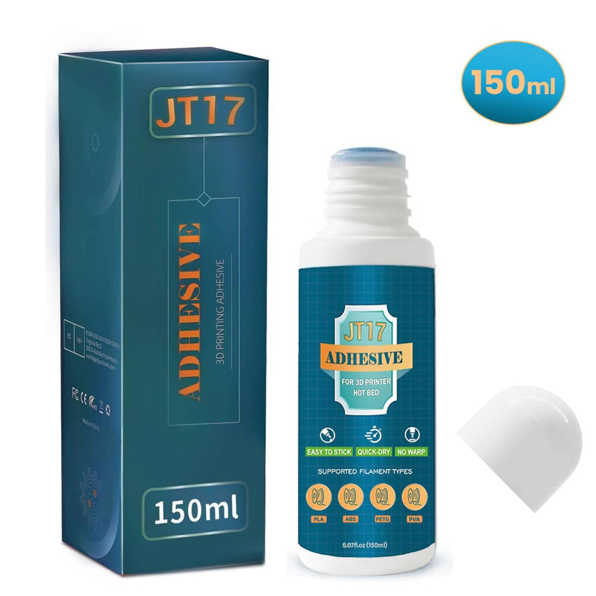 3D Printer Adhesive Glue,Reduces Warping for ABS, ASA, PLA,TPU, and PETG Filament on Heated Build Plates,150 ml,5.07 fl.oz GIANTARM