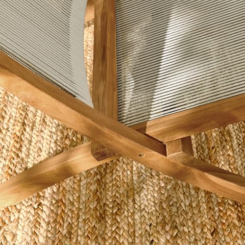 Modway Vienna Outdoor Patio Teak Wood Folding Lounge Chair in Natural Natural