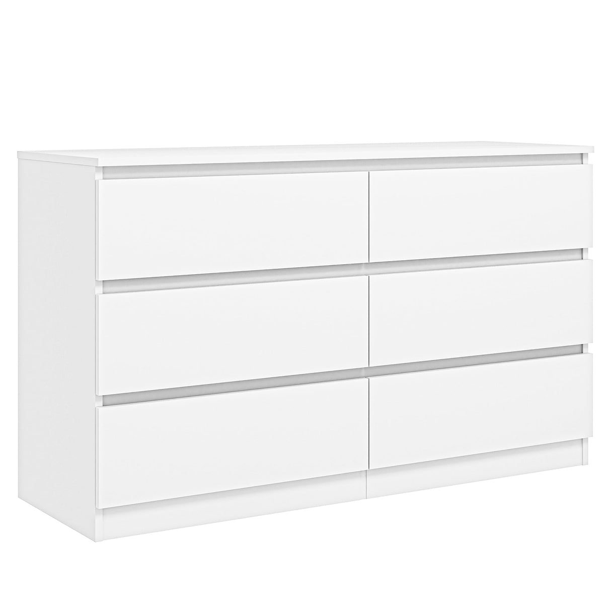 Vibe & Dine White Dresser 6 Drawer, Modern Double Dresser for Bedroom, Wood Chest of Drawers with Wide Storage for Living Room Vibe & Dine