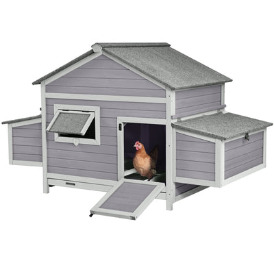 Chicken Coop Outdoor Hen House Duck Coop Rabbit Hutch Wooden Poultry Cage with 3 Perches,2 Sides Large Nesting Boxes