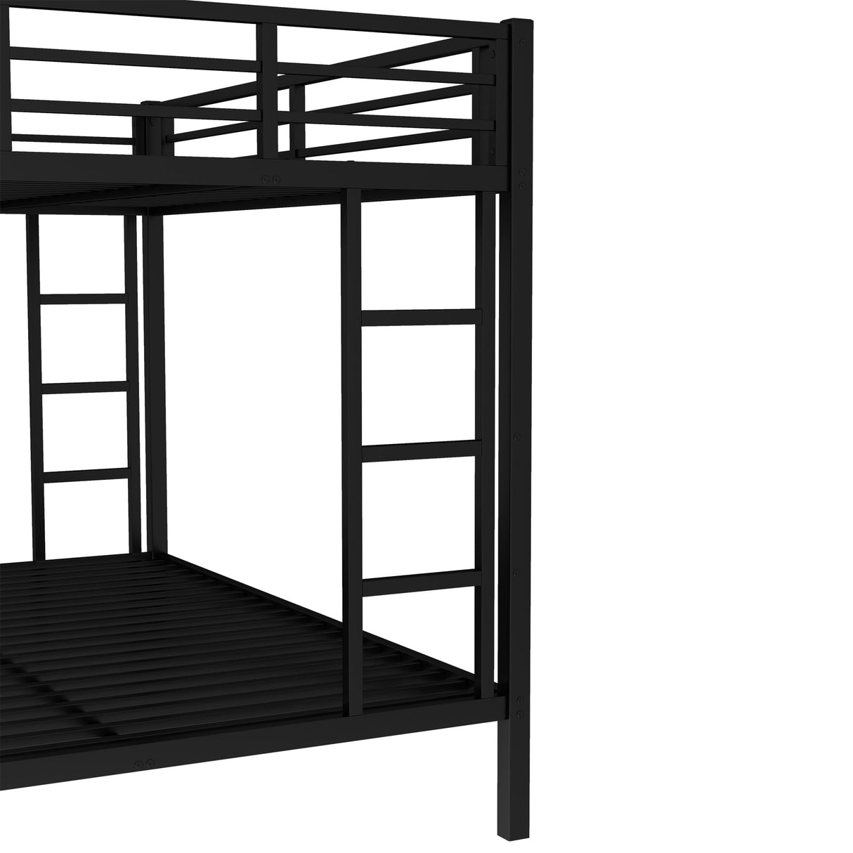 Bellemave Twin XL Over Queen Bunk Bed with Trundle, Metal Bunk Bed Frame with Ladder and Guardrail Bunk Beds for Kids, Boys, Girls, Teens, Space-Saving and Noise-Free, Black Bellemave