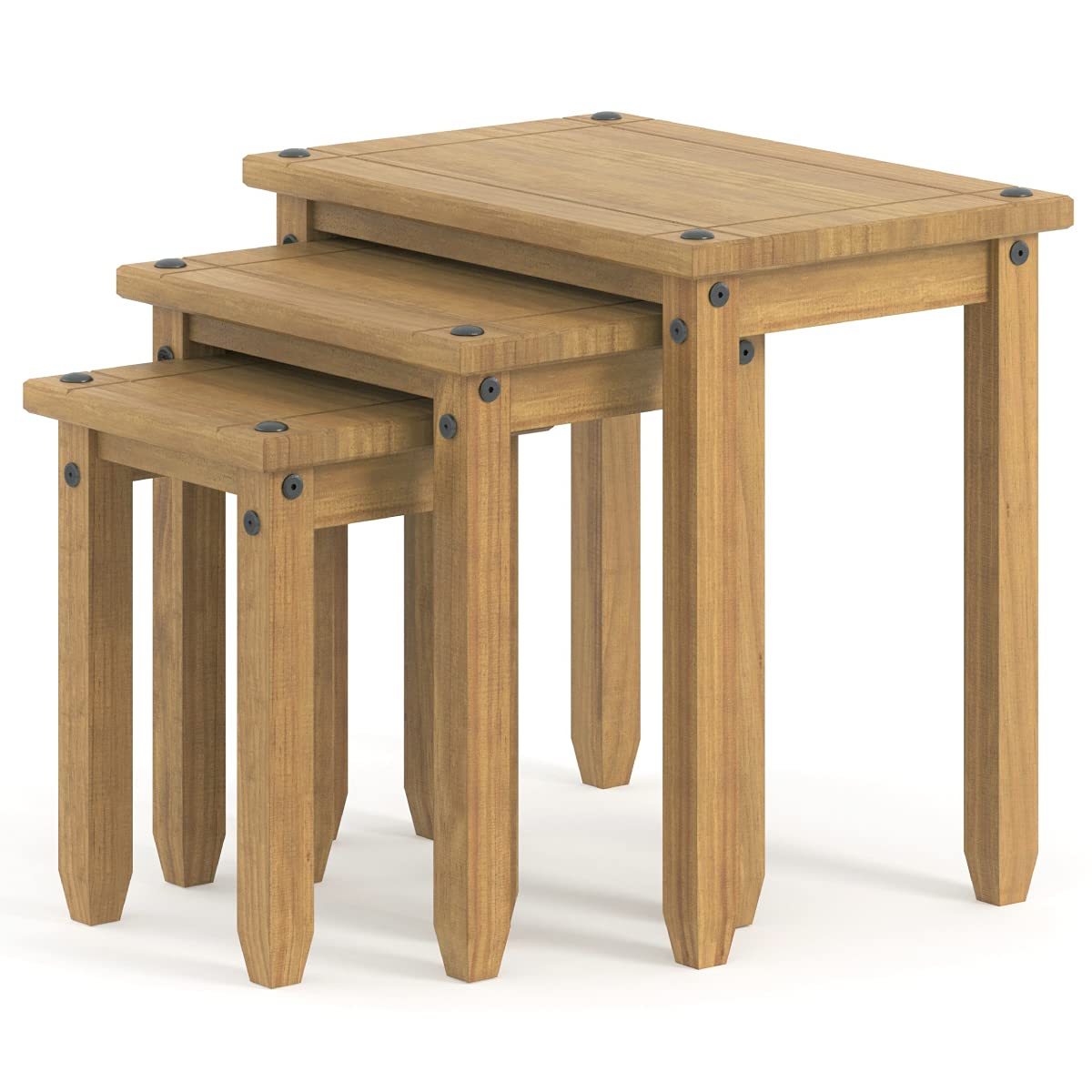 Furniture Dash - Small Coffee Table - Nesting Tables - Wood Nesting Tables - Small Coffee Tables for Living Room - Nesting Tables Set of 3 - (Brown) Furniture Dash