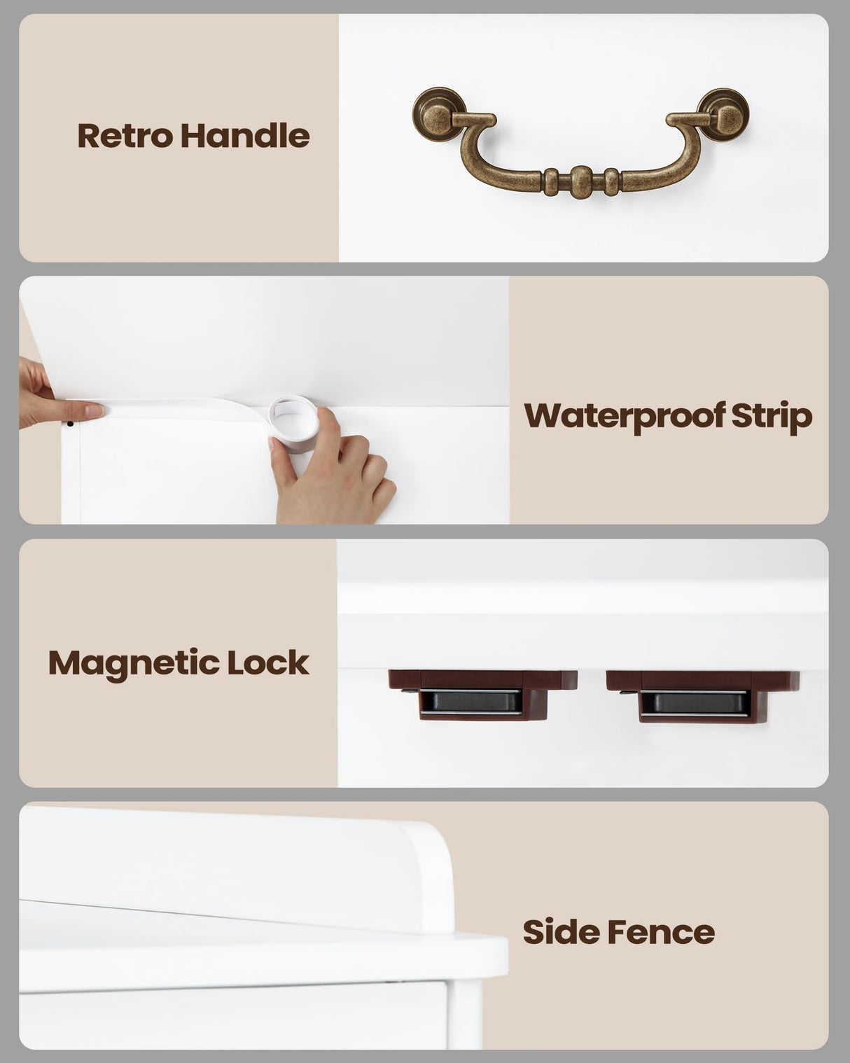 Hzuaneri Cat Litter Box Enclosure with Handles, Hidden Litter Box Furniture with Removable Partition, Wooden Pet House Side End Table, for Living Room, Bedroom, White CB05703X Hzuaneri