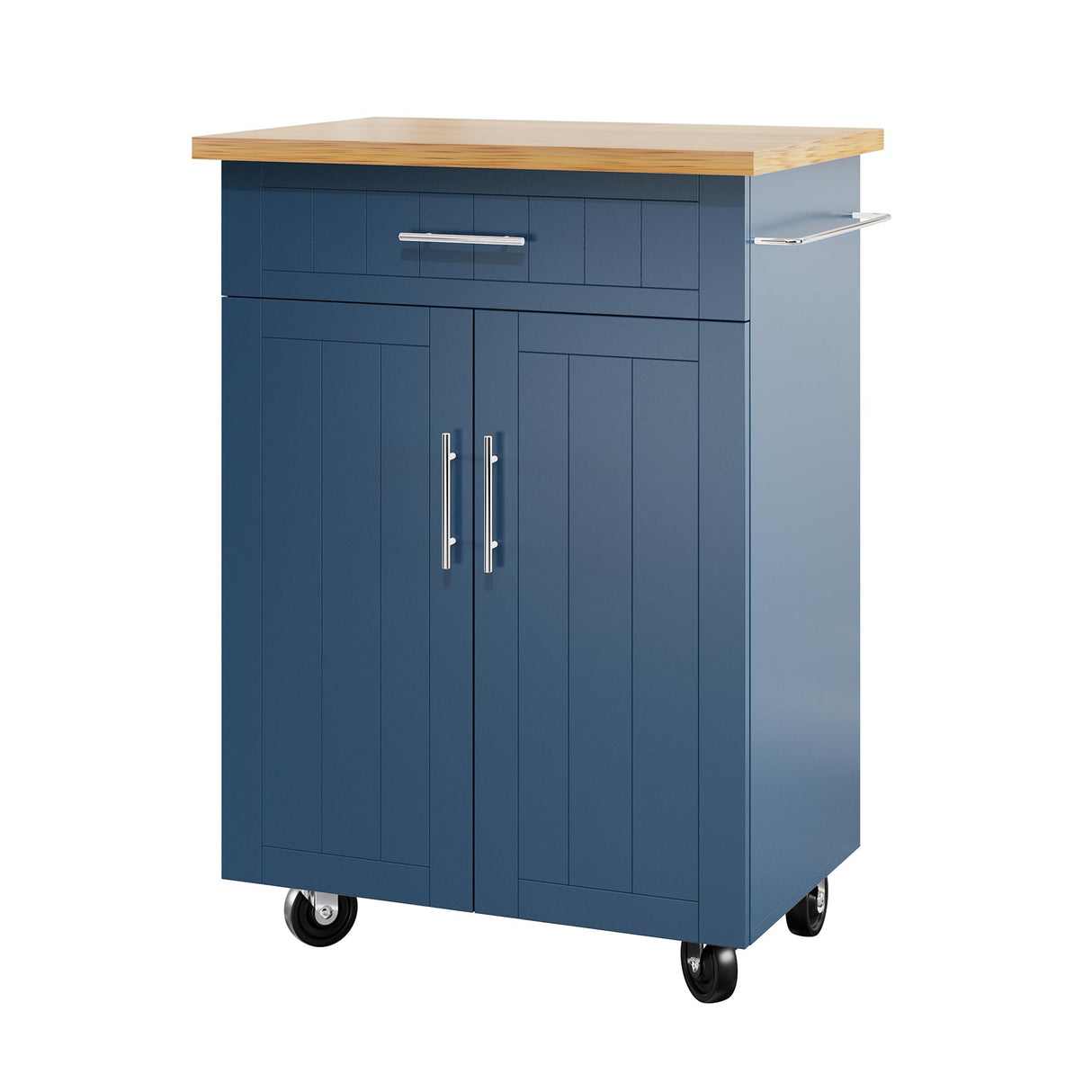Shintenchi Kitchen Island Cart with Storage,Rolling Kitchen Island Side Table on Wheels with Large Worktop,Storage Cabinet,Towel Rack and Drawers for Kitchen,Dinning Room, Blue Shintenchi