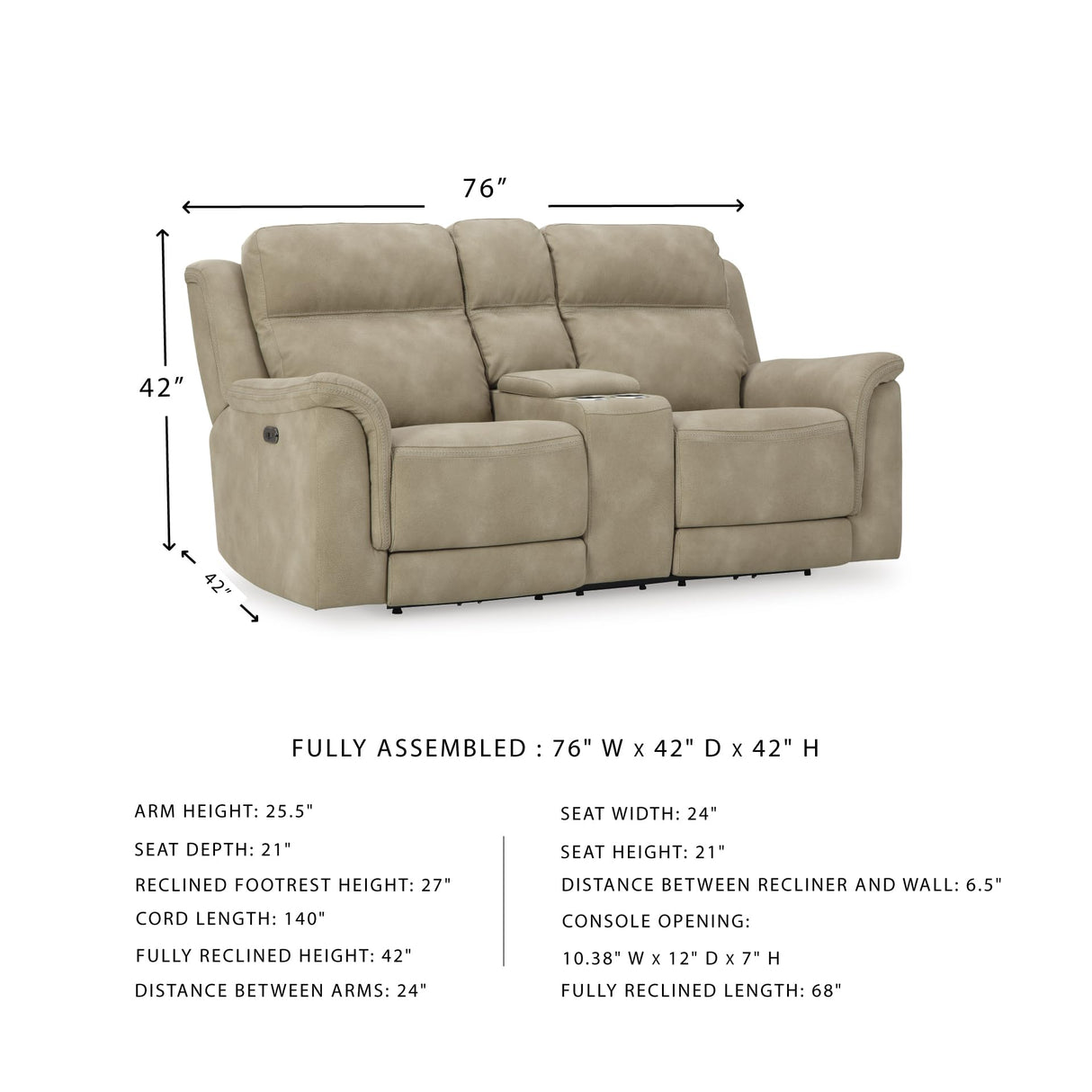 Signature Design by Ashley Next-Gen DuraPella Power Reclining Loveseat with Center Console and Adjustable Headrest, Beige Signature Design by Ashley