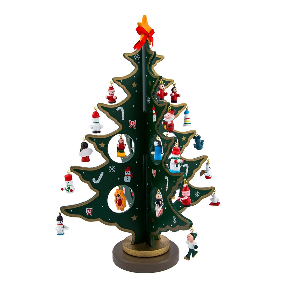 Kurt Adler Tree with Miniature Wooden Ornament, Multi Color 11.75in Kurt S. Adler