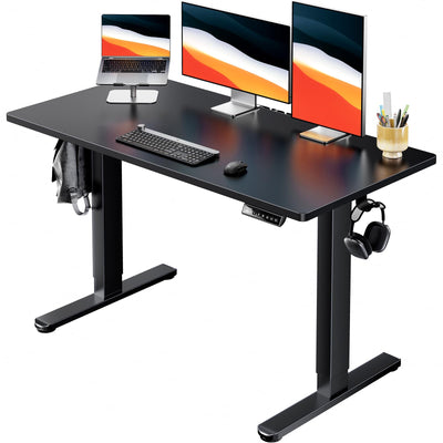 HUANUO Electric Standing Desk, 48" x 24" Whole Piece Desktop, Adjustable Height Computer Desk, 4 Height Memory Settings, Sit Stand Up Desk for Home Office, Black