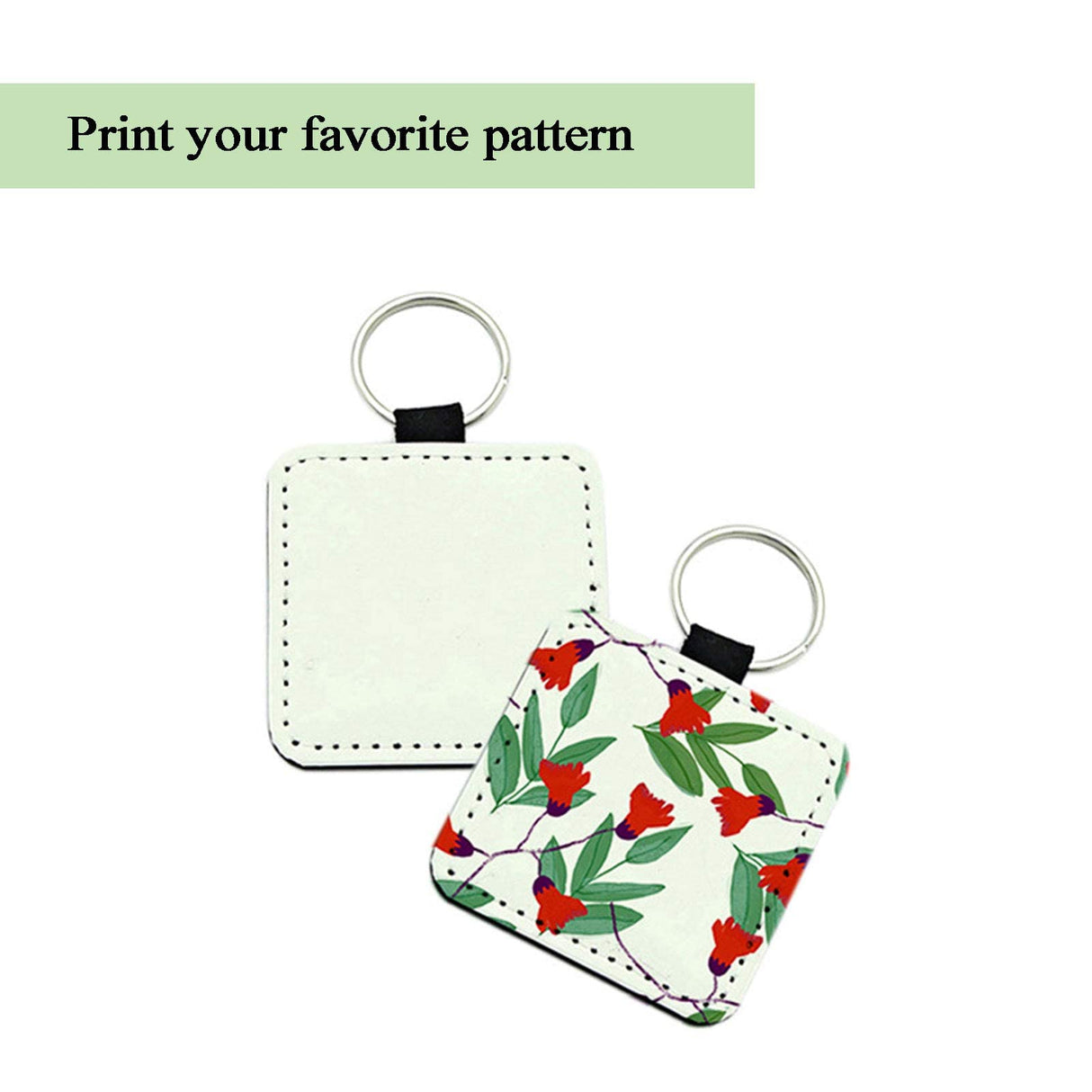 12 Pcs Sublimation Blank Keychains,PU Leather White Keychains Ornament Pendants for Man Women Crafts Heat Transfer (Square) Jippedea