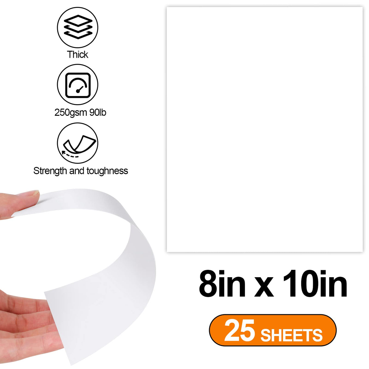 White Cardstock, 8x10 Cardstock Paper, 250gsm Thick Cardstock, Smooth Card Paper,90 Lb Heavy Card Stock Paper, Printer Paper For Stationary Printing, Invitations, Cards, Menus, Images(25Sheets) Joyberg