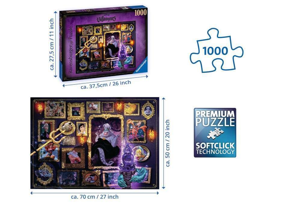 Ravensburger Disney Villainous Ursula Jigsaw Puzzle - 1000 Unique Pieces | Softclick Technology Ideal for Adults and Kids Aged 12+ | FSC Certified Materials Ravensburger