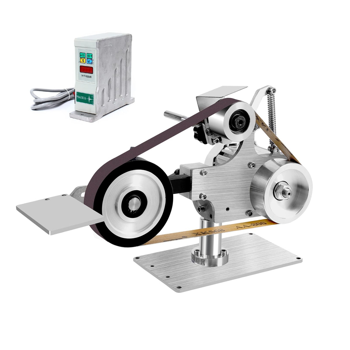 Knwigoe Electric Belt Knife Bench Grinder 1x30 Belt Sander 550w DIY Desktop Sanding Machine with Brushless Motor Vertical Bench Polish Grinding Machine for Jewelry Metal Wood Making Knwigoe