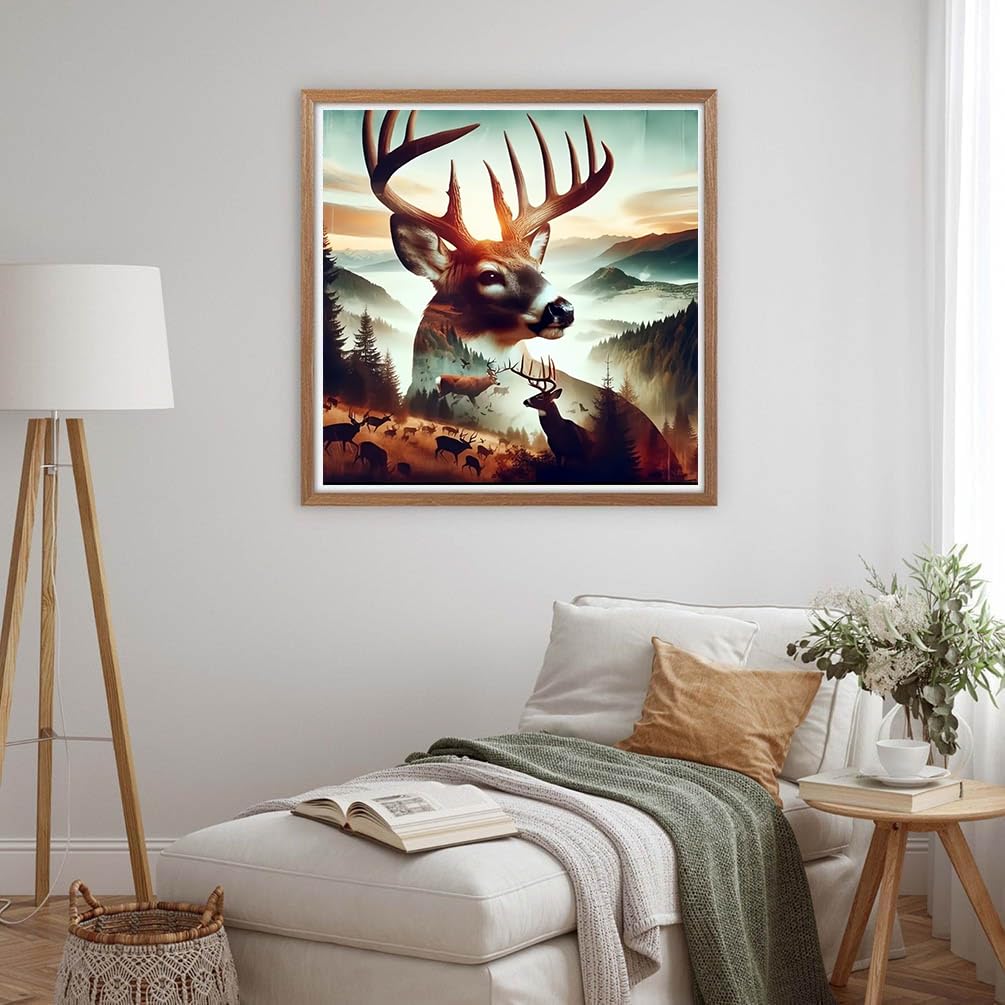 ARPADAMO Elk Diamond Art Kits for Adults,5D Deer Diamond Painting DIY Animal Diamond Art Diamond Painting Kit for Adult,Round Full Drill Diamonds, Diamond Art Kits for Home Decor-13.78x13.78inch ARPADAMO