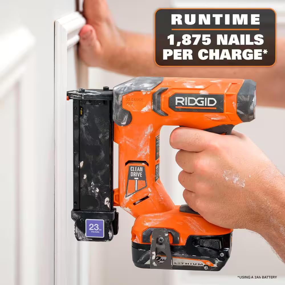 RIDGID 18V Cordless 23-Gauge 1-3/8 in. Headless Pin Nailer (Tool Only) R09898B RIDGID