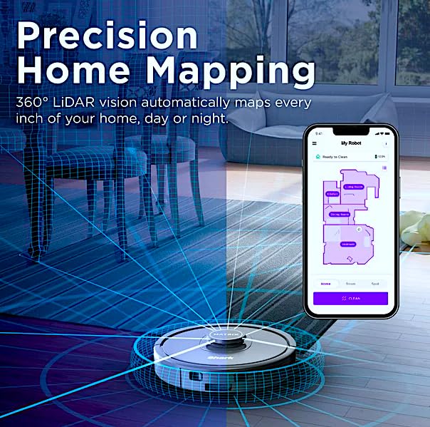Shark RV2300 Matrix Robot Vacuum with No Spots Missed on Carpets & Hard Floors, Precision Home Mapping, Perfect for Pet Hair, Wi-Fi, Gray (Renewed) Shark