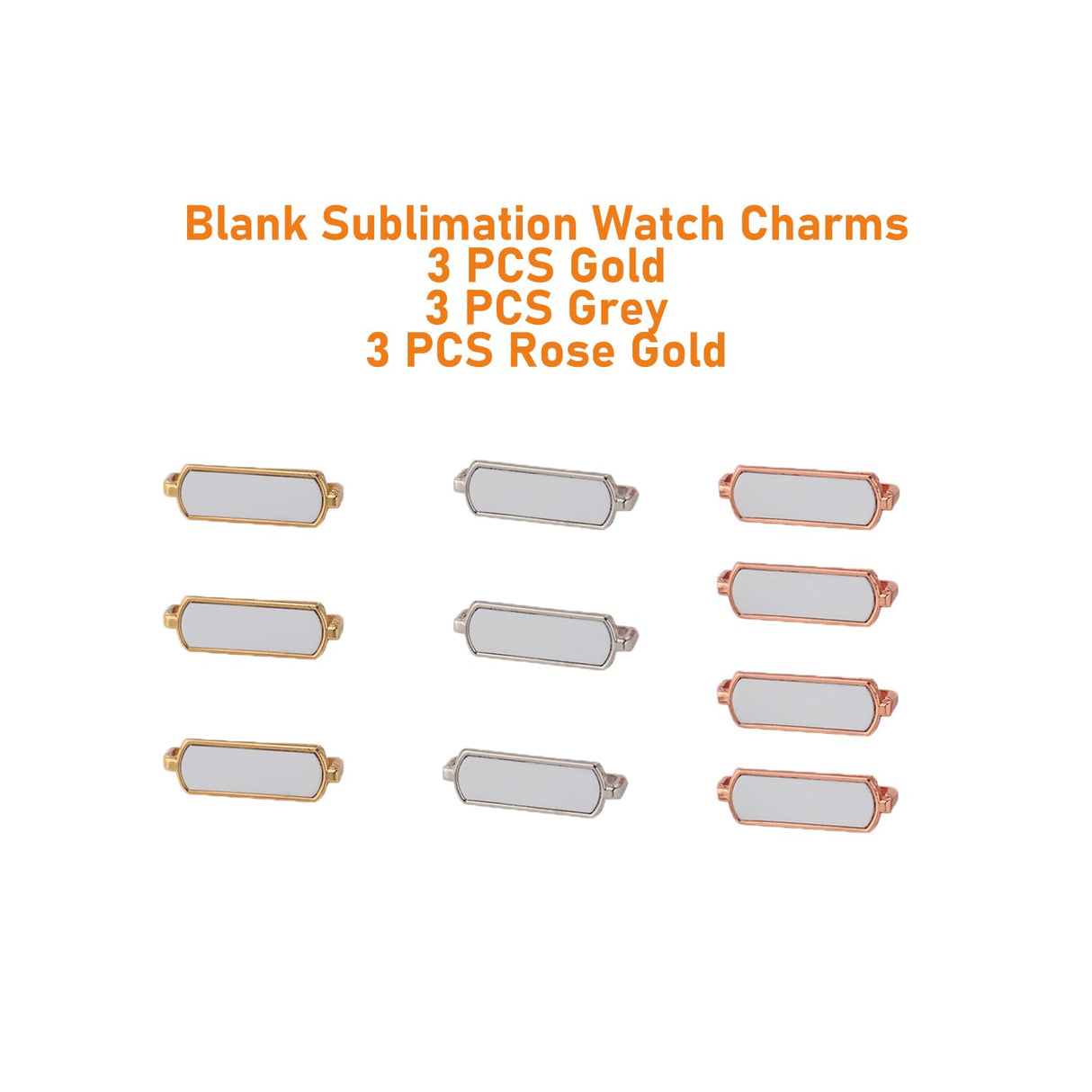 Dielianyi Blank Sublimation Watch Charms for Smartwatch Bands Personalized Sublimation Watch charm Blank set (Set of 10) (rectangle) Dielianyi