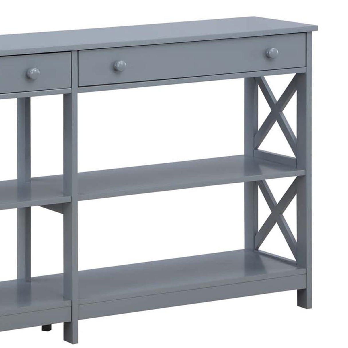Convenience Concepts Oxford 2-Drawer Console Table with Shelves, 60", Gray Convenience Concepts