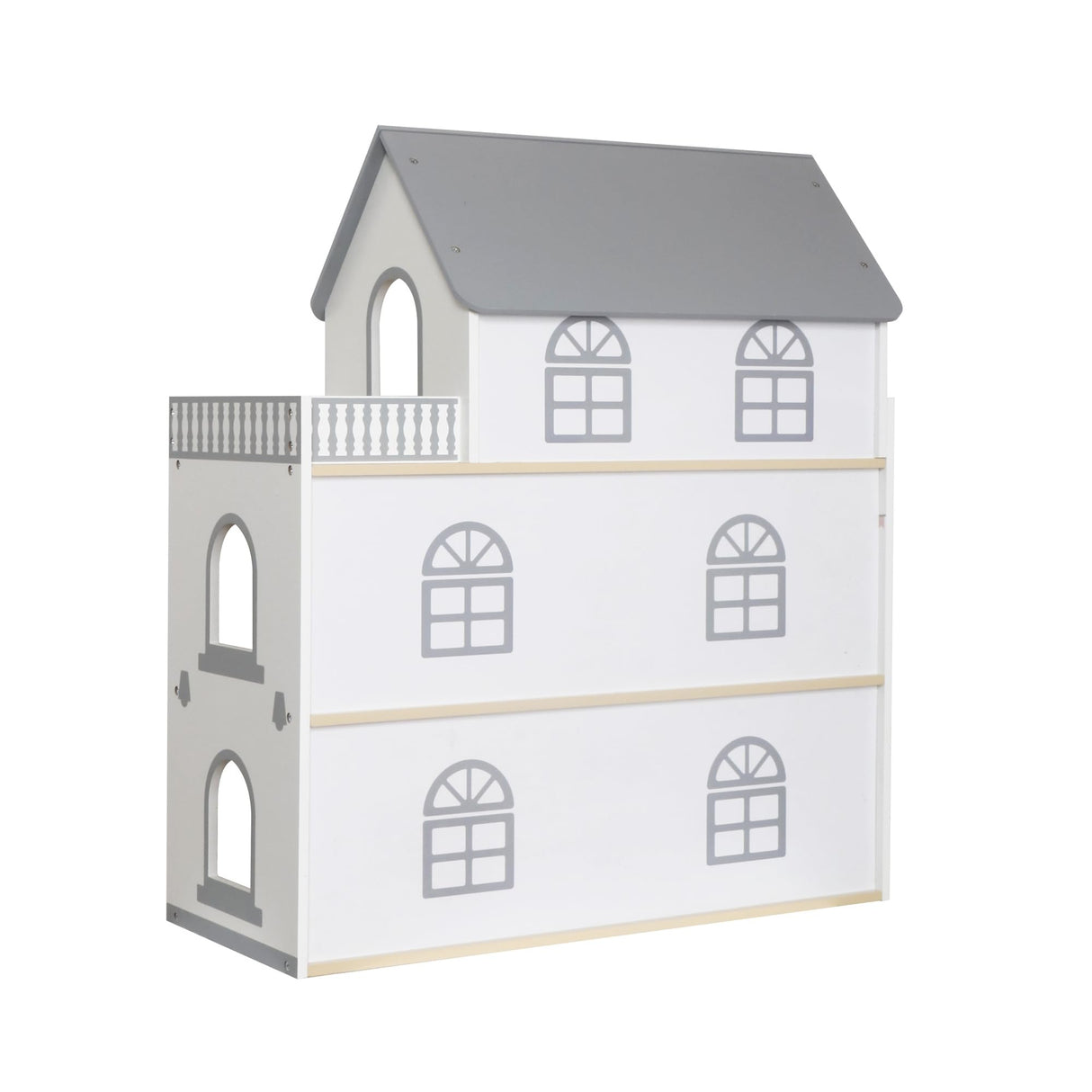 Wooden Dream Playhouse with Balcony, Doll House for Kids with Furniture, DIY Pretend Dolls Play House Toy, Girls Dollhouses Toys with 12 PCS Accessories, Birthday Gifts for Boys & Girls Ages 3+ touch us