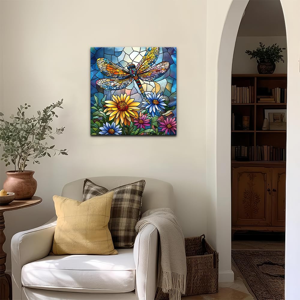 Natuyalo Dragonfly Paint by Number for Adults Beginners, Abstract DIY Paint by Numbers Kits for Adults with Frame, Animals Acrylic Painting Kit on Canvas for Wall Decor 12x12 Inch Natuyalo