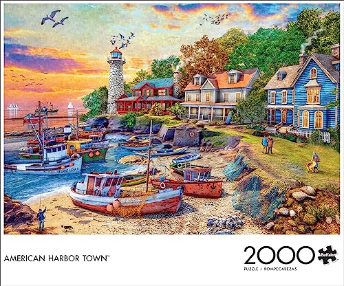 Buffalo Games - American Harbor Town - 2000 Piece Jigsaw Puzzle for Adults Challenging Puzzle Perfect for Game Nights - 2000 Piece Finished Size is 38.50 x 26.50 Buffalo Games