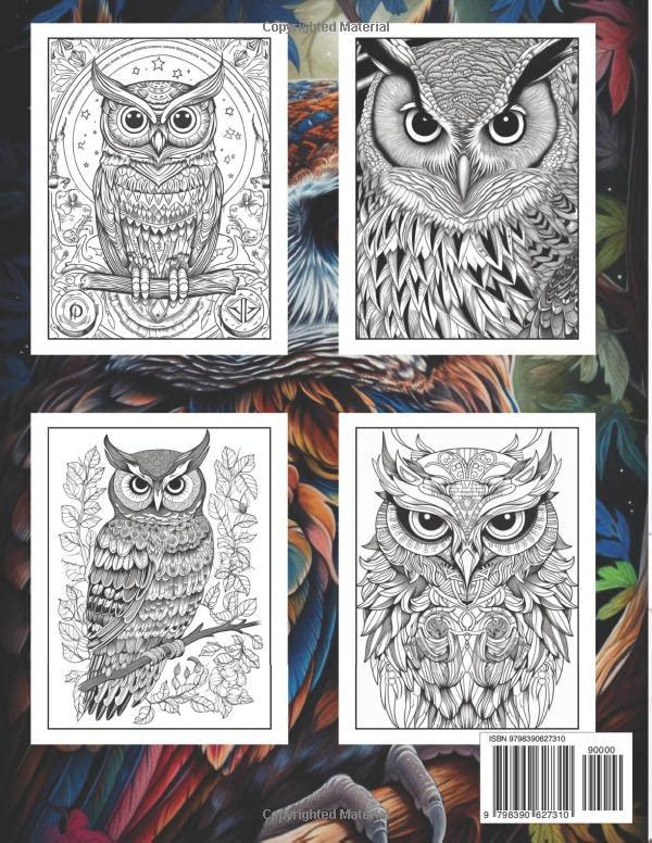 50 Owls Coloring Book for Adults: Relaxation und Stress Relief for Owl Lovers. With unique Owl Motives: Gift for Friends and Family Majosta
