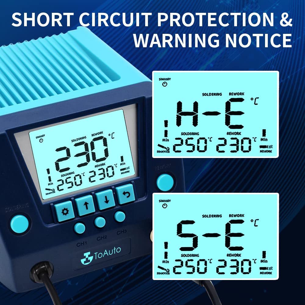 TOAUTO DS882 Soldering Station, 2 in 1 Soldering Iron Hot Air Gun Rework Station Kit with LCD Display,°F /°C, Cool/Hot Air Conversion, Auto Standby & Sleep, Temperature Memory & Lock & Correction TOAUTO