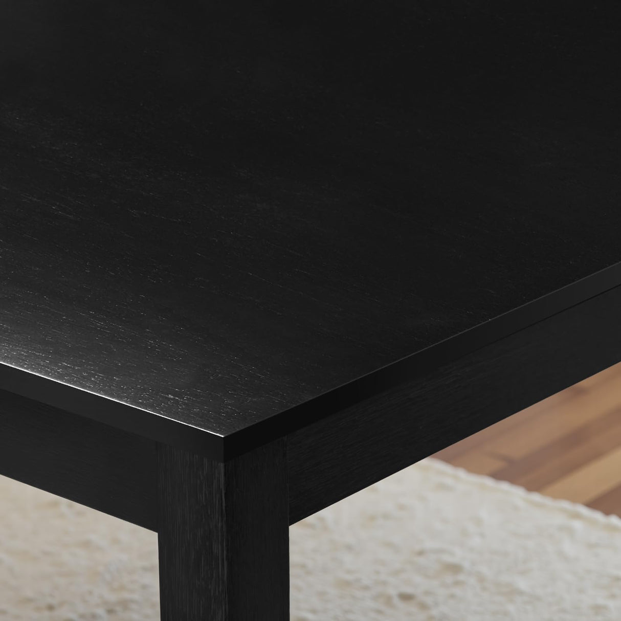 SIMTONAL Modern 6-Piece Dining Set with 4 Upholstered Chairs and Bench – Solid Wood Table Set for Kitchen or Dining Room, Black SIMTONAL