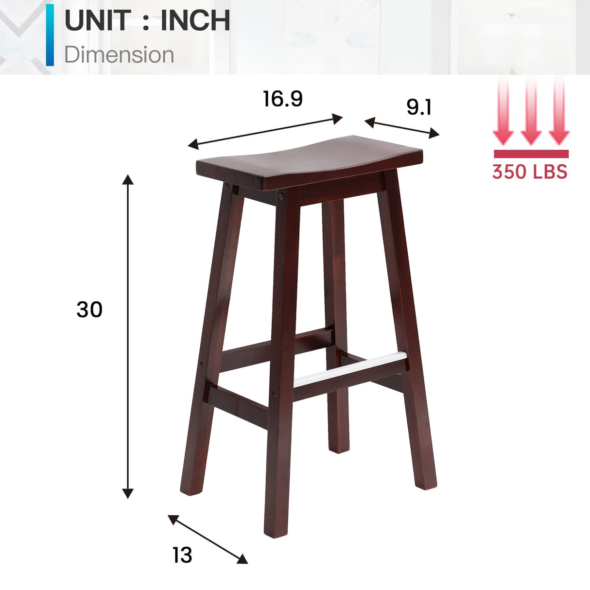 PayLessHere Bar Stools Set of 2 for Kitchen Counter Solid Wooden Saddle Stools 30-Inch Height Home Furniture Barstool, Brown PayLessHere