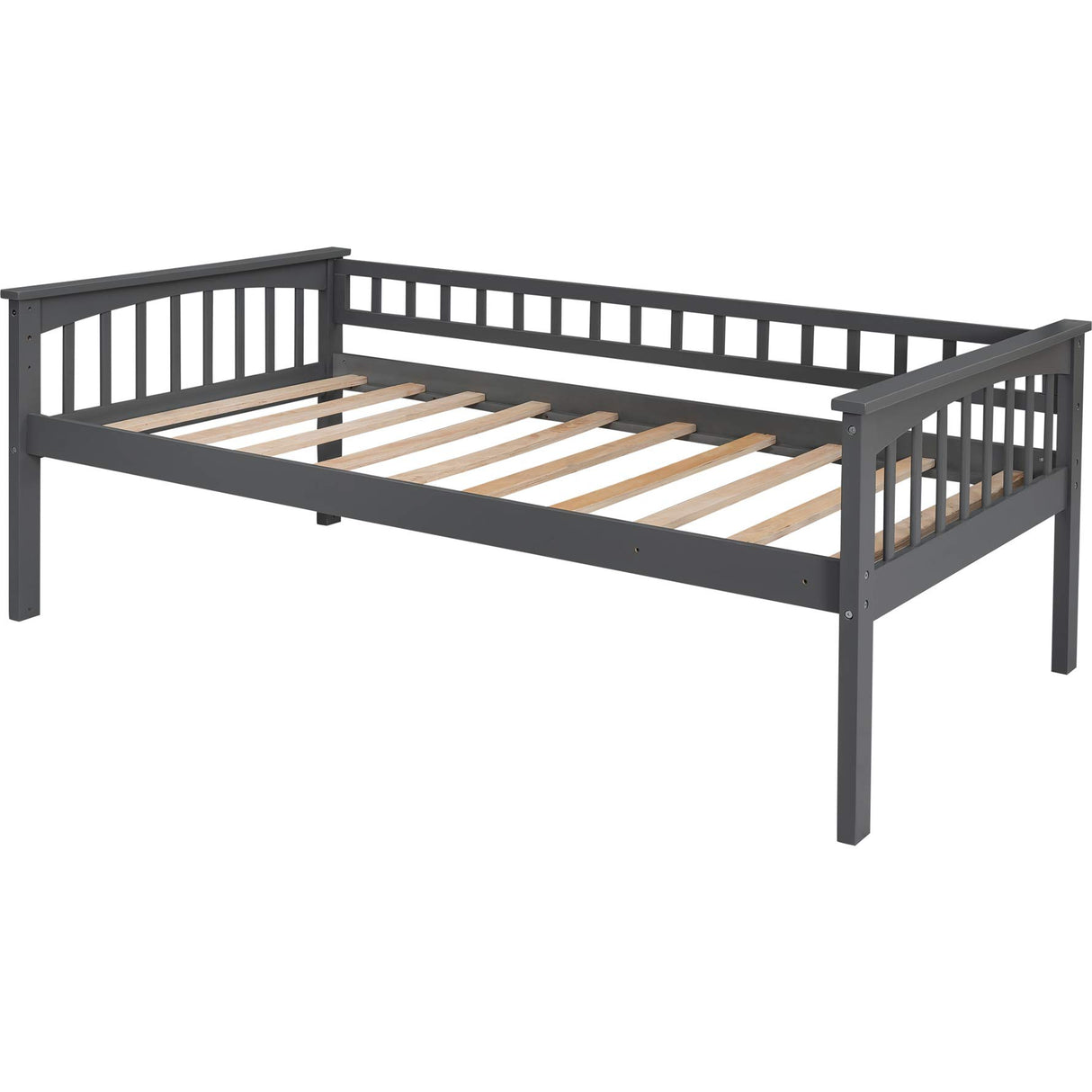 Harper & Bright Convertible Wood Twin-Over-Twin Bunk Bed with Storage Drawers and Ladder - Can Be Divided Into Two Daybeds (Grey) Harper & Bright Designs