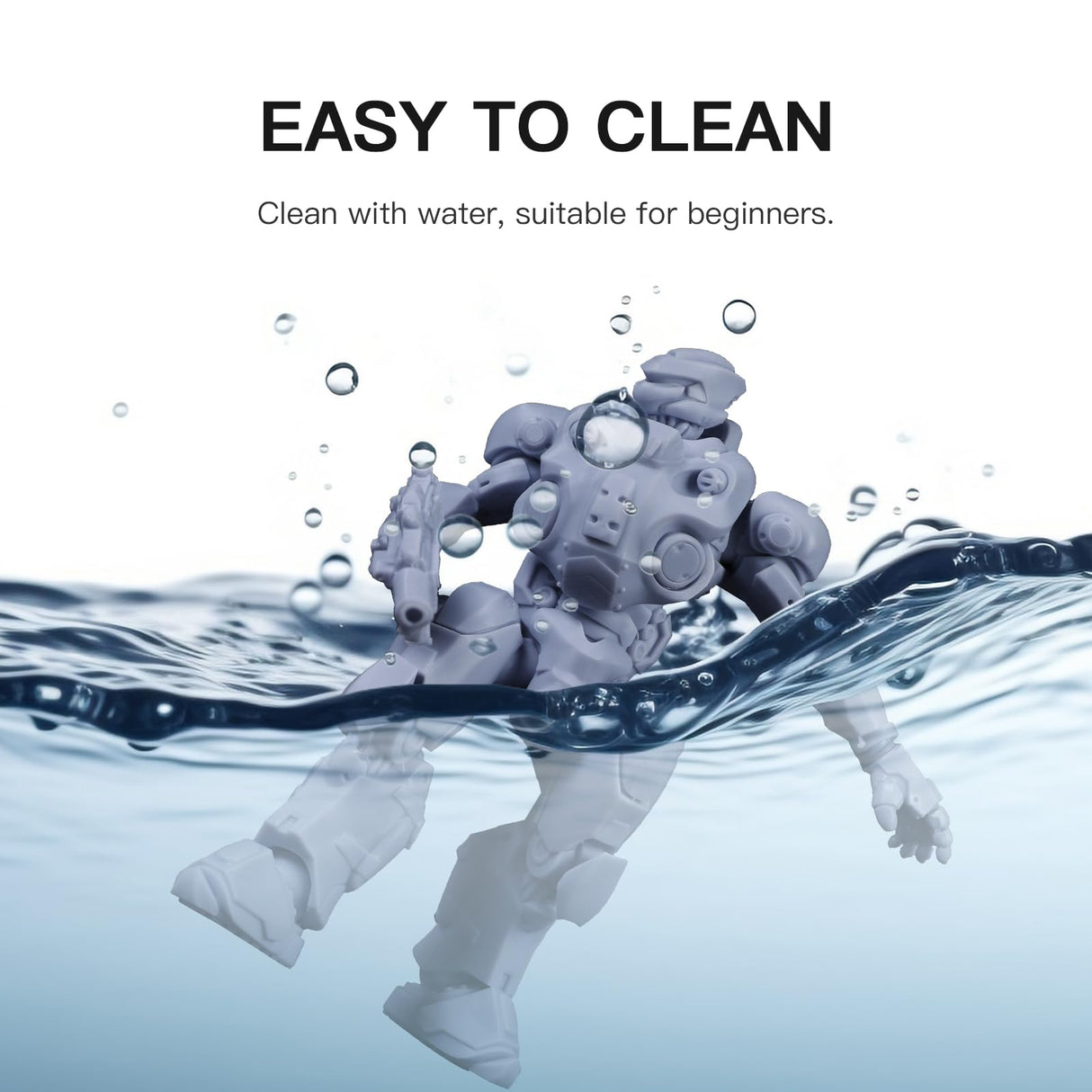 NOVA3D Water Washable Mecha ABS-Like 3D Printer Resin, 405nm High Precision LCD UV-Curing 3D Printing Resin, Low Odor, Photopolymer Resin for /8K/12K Capable LCD DLP 3D Printers(Grey, 1kg) NOVA3D