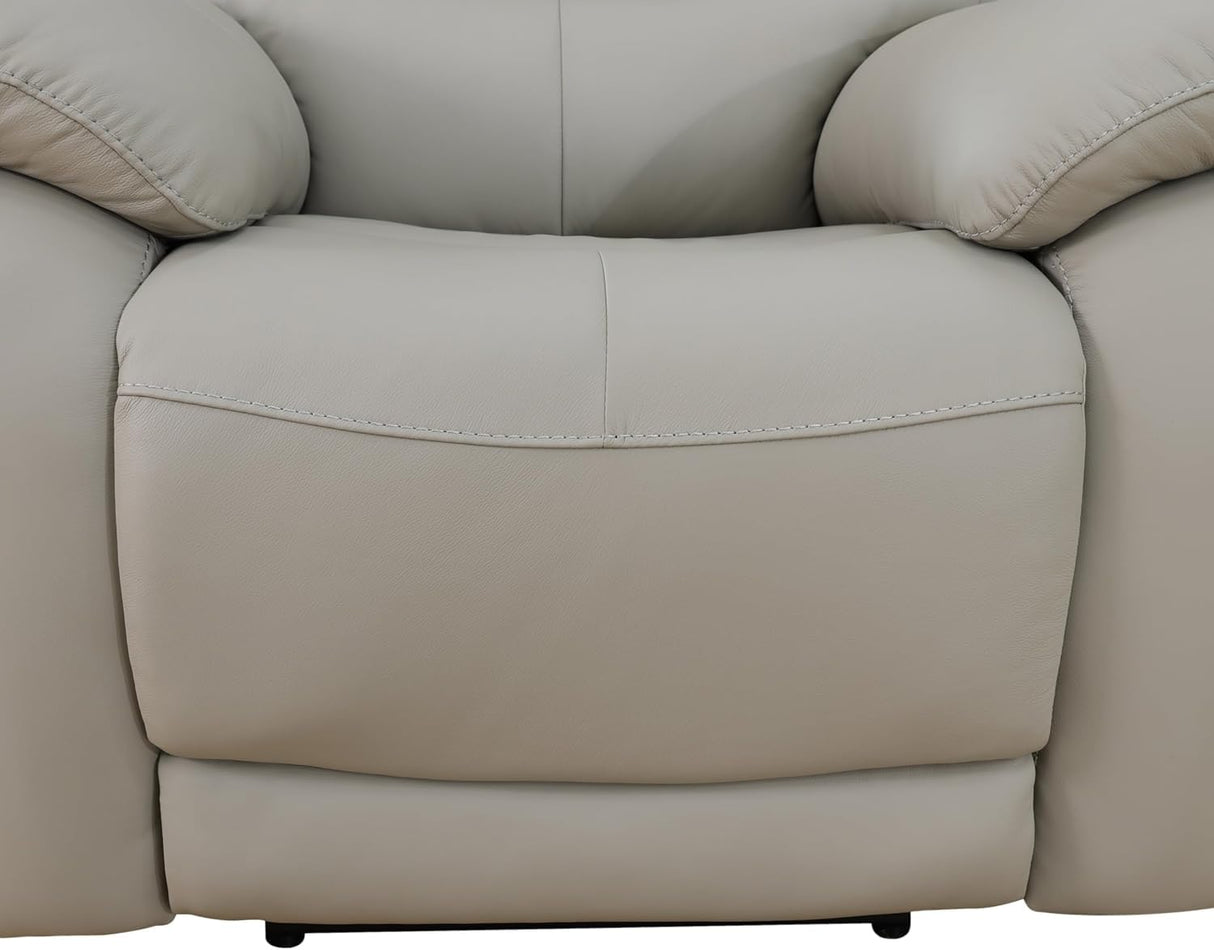 Genuine Leather Recliner Couch Set, Living Room Furiture Set,Power Reclining Sofa Set, Top Grain Leather Sofa with Built in USB Port for Living Room(Light Grey) (Sofa) Pon Living Furniture Inc
