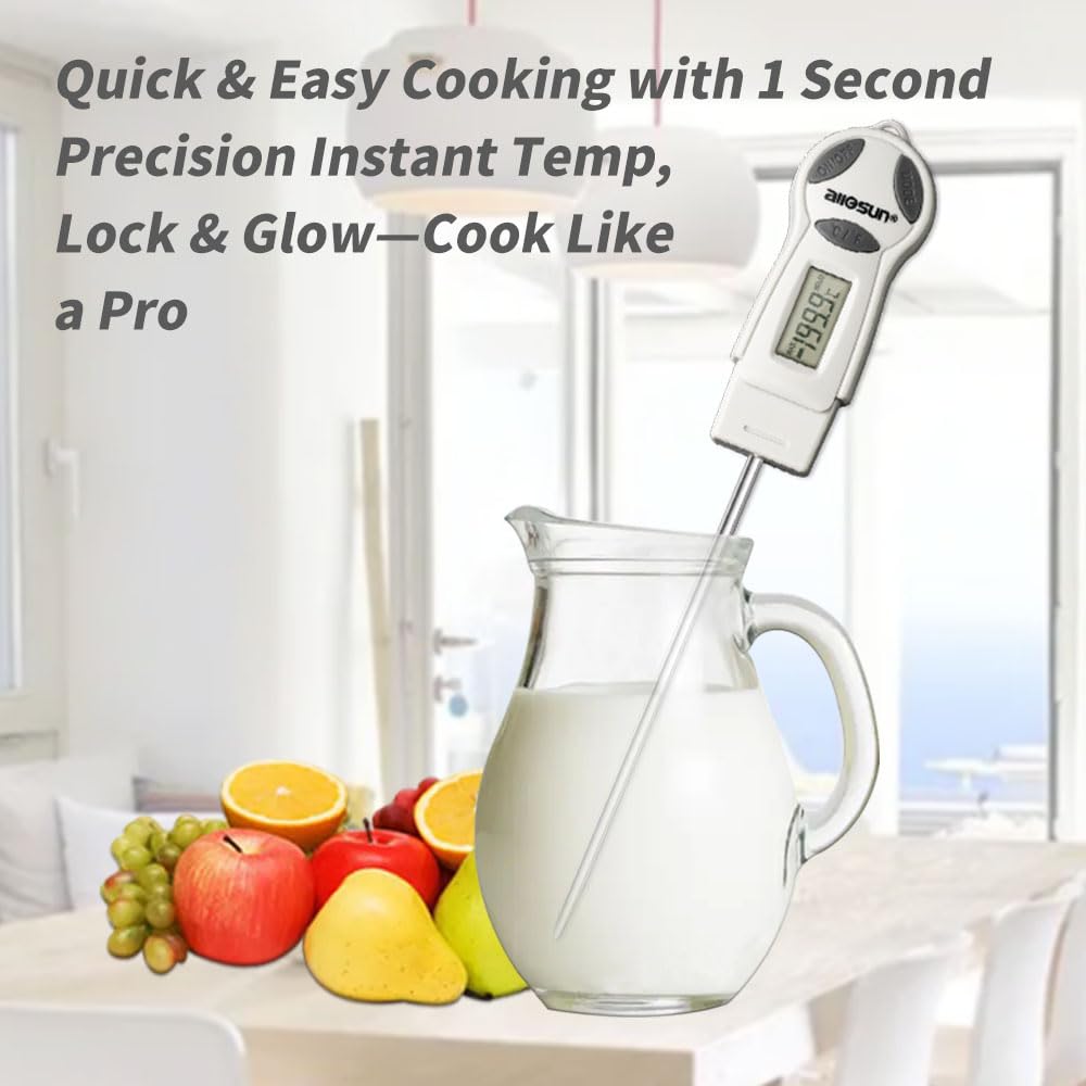 allsun Digital Meat Thermometer with Stainless Steel Probe, High Precision °C/°F Cooking Thermometer for Kitchen, Food & Home Use allsun